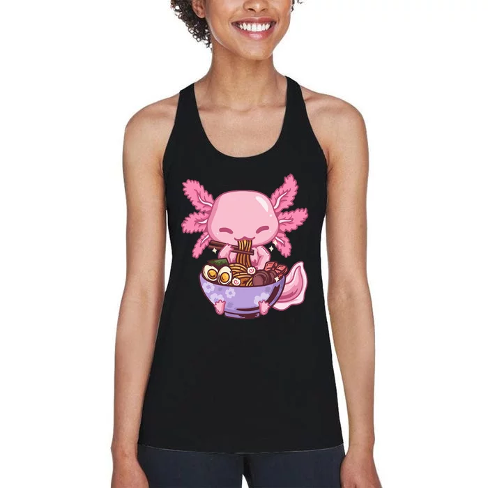 Axolotl Ra Anime Kawaii Eating Women's Racerback Tank