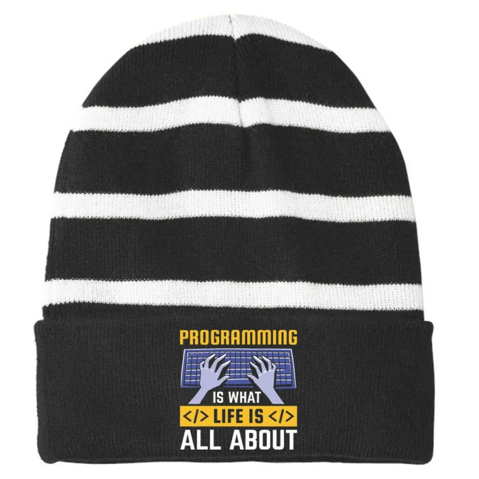 Ai Researcher Striped Beanie with Solid Band