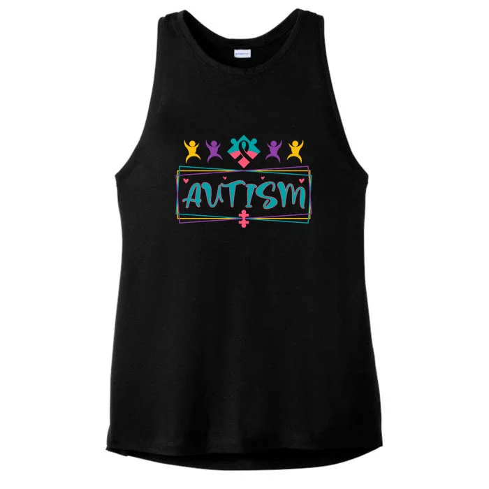 Autism Ribbon Autism Awareness Month Gift Ladies Tri-Blend Wicking Tank