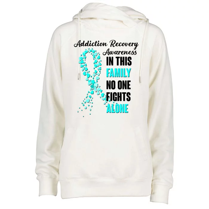 Addiction Recovery Awareness In This Family No One Fight Alone Womens Funnel Neck Pullover Hood