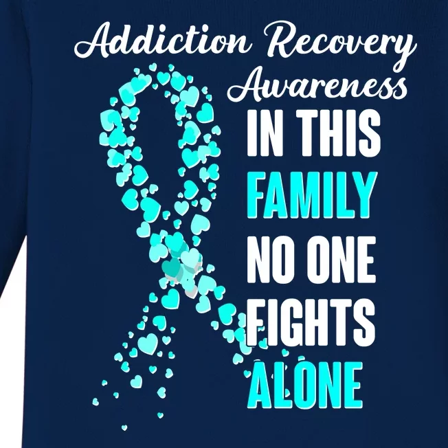 Addiction Recovery Awareness In This Family No One Fight Alone Baby Long Sleeve Bodysuit