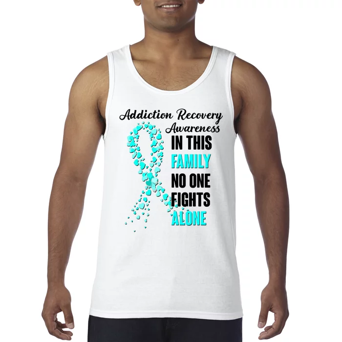 Addiction Recovery Awareness In This Family No One Fight Alone Tank Top