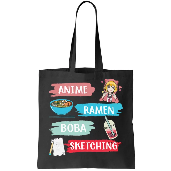 Anime Ramen Boba Sketching Kawaii Anime Lover Merch Gift Tote Bag