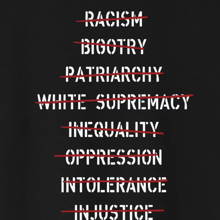 Anti Racism Bigotry Patriarchy White Supremacy Inequality Oppression Intolerance Women's Crop Top Tee