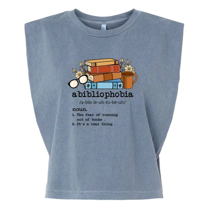 Abibliophobia Reading Books Gift Book Lover Garment-Dyed Women's Muscle Tee