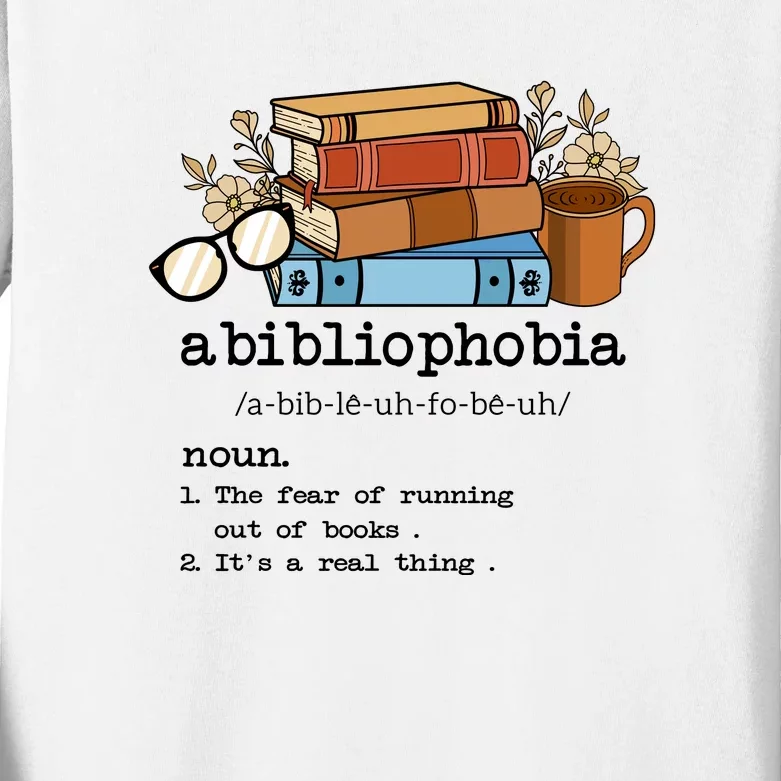 Abibliophobia Reading Books Gift Book Lover Kids Long Sleeve Shirt