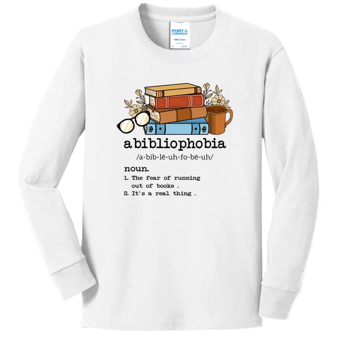 Abibliophobia Reading Books Gift Book Lover Kids Long Sleeve Shirt