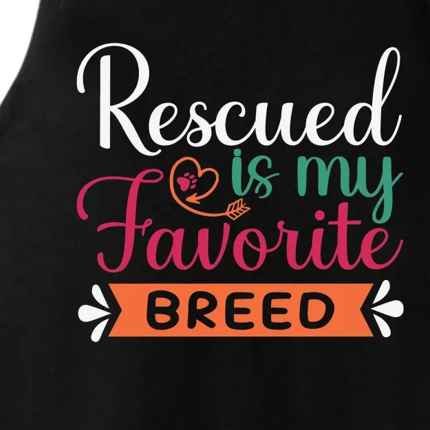 Adorable Rescued Breed Typography Ladies Tri-Blend Wicking Tank