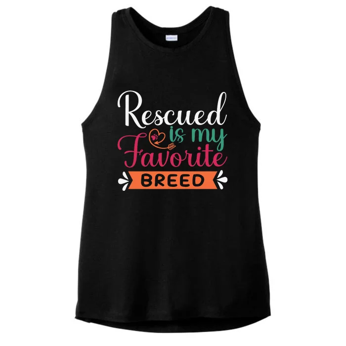 Adorable Rescued Breed Typography Ladies Tri-Blend Wicking Tank