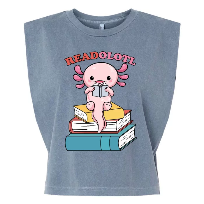 Axolotl Read Book Garment-Dyed Women's Muscle Tee