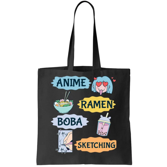 Anime Ramen Boba Sketching Kawaii Girl Anime Lover Gift Tote Bag