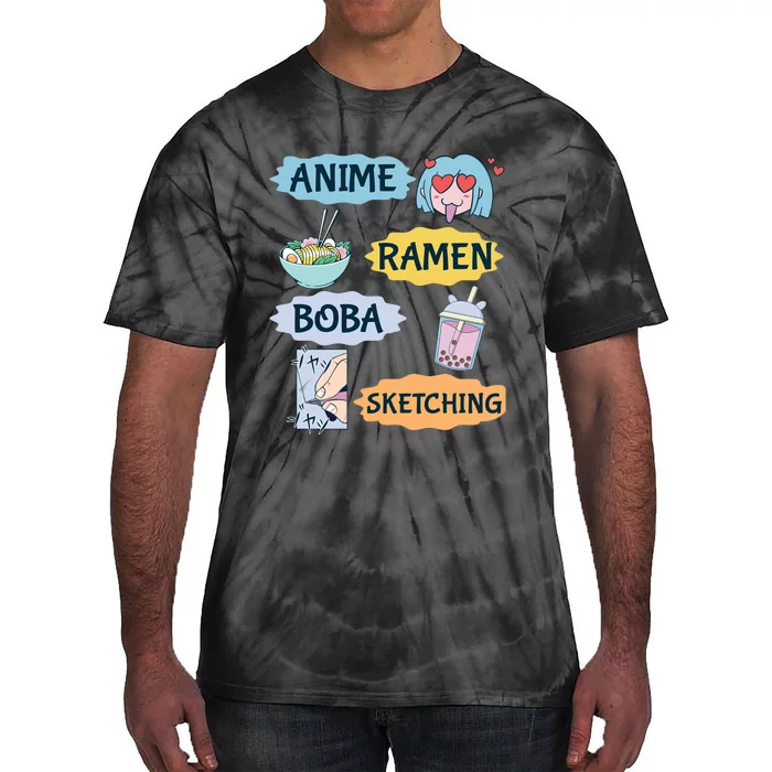 Anime Ramen Boba Sketching Kawaii Girl Anime Lover Gift Tie-Dye T-Shirt