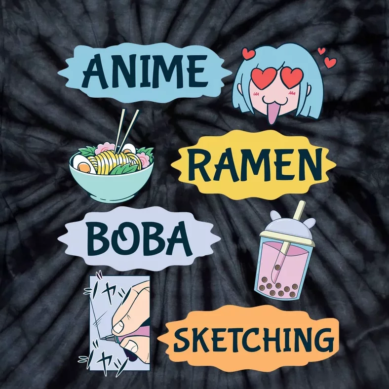 Anime Ramen Boba Sketching Kawaii Girl Anime Lover Gift Tie-Dye T-Shirt