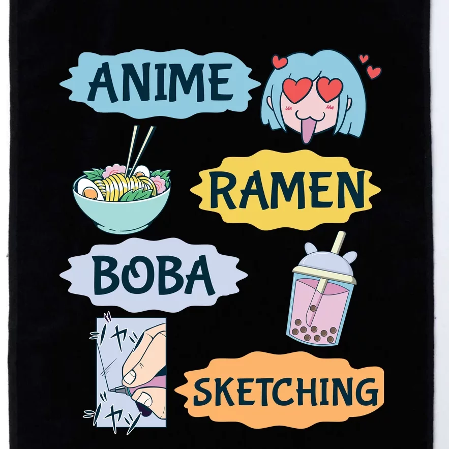 Anime Ramen Boba Sketching Kawaii Girl Anime Lover Gift Platinum Collection Golf Towel