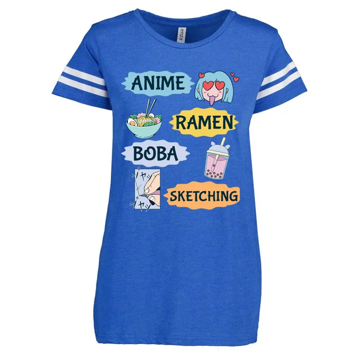 Anime Ramen Boba Sketching Kawaii Girl Anime Lover Gift Enza Ladies Jersey Football T-Shirt