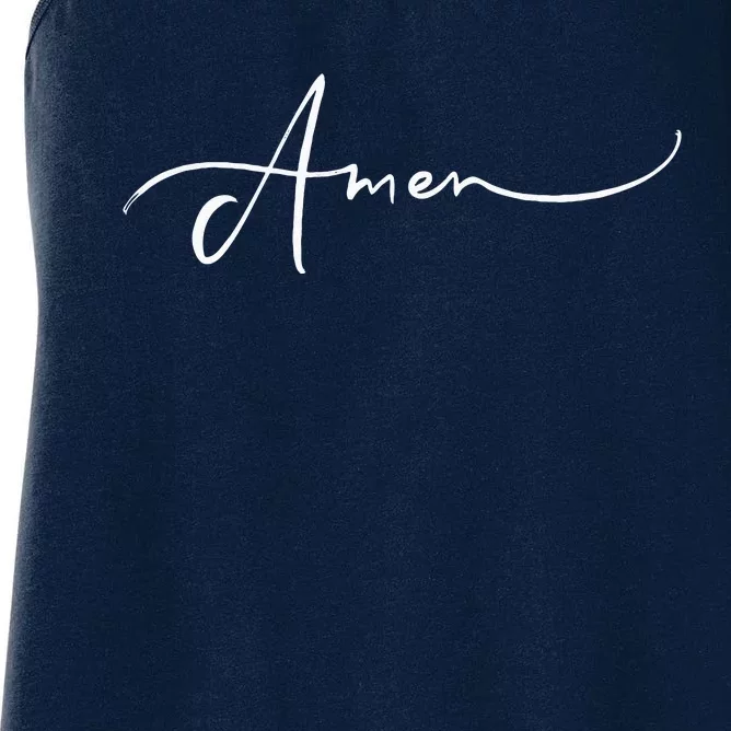 Amen Religious Biblical Prayer Protestant Catholic Blessings Women's Racerback Tank