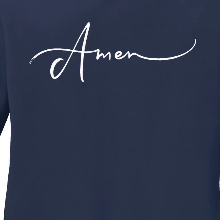 Amen Religious Biblical Prayer Protestant Catholic Blessings Ladies Long Sleeve Shirt