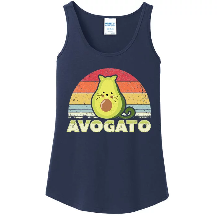 Avogato, Retro Cat Avocado, Cinco De Mayo Ladies Essential Tank