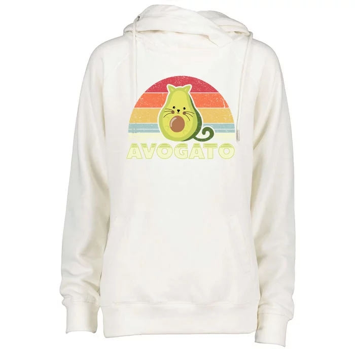 Avogato Retro Cat Avocado Cinco De Mayo Gift Womens Funnel Neck Pullover Hood