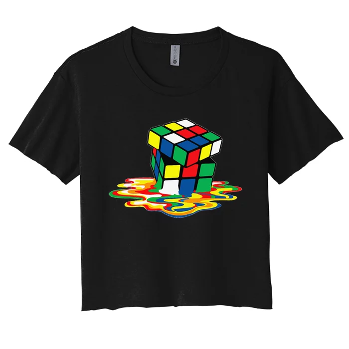 Awesome Rubics Cube Tee Melting Rubik Rubix Women's Crop Top Tee