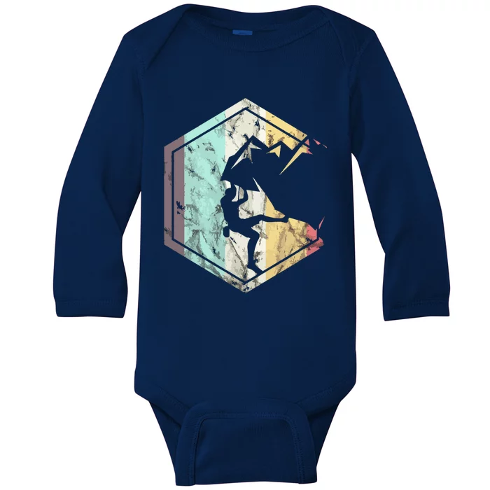 Awesome Rock Climbing Retro Mountain Climber Hiker Alpinism Baby Long Sleeve Bodysuit