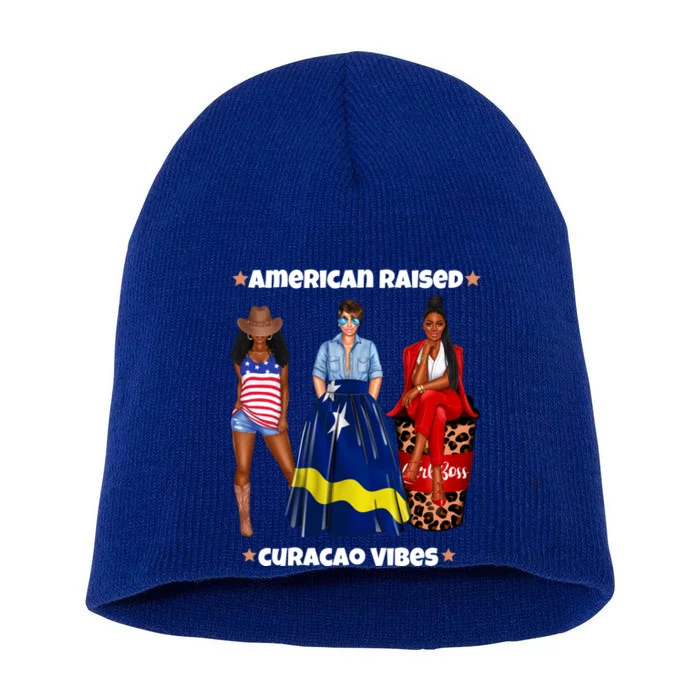 American Raised Curacao Vibes Born In South America Dna Meaningful Gift Short Acrylic Beanie