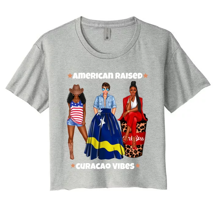 American Raised Curacao Vibes Born In South America Dna Meaningful Gift Women's Crop Top Tee