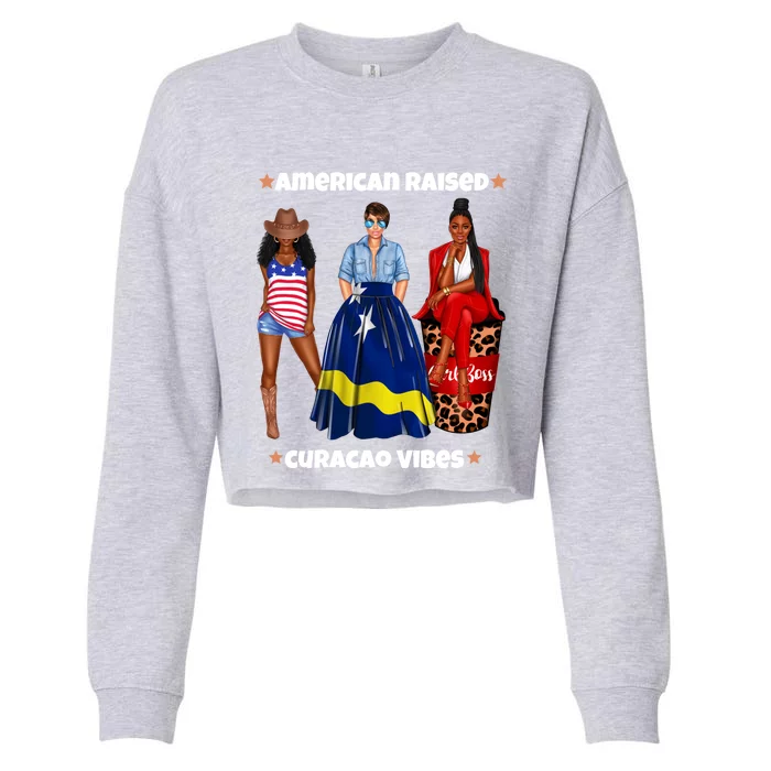 American Raised Curacao Vibes Born In South America Dna Meaningful Gift Cropped Pullover Crew