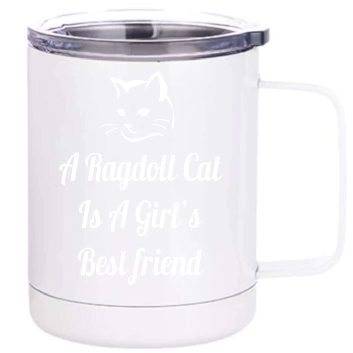 A Ragdoll Cat Is A Girl's Best Friend Christmas Gift Mothers Day Pet Cat Friend Front & Back 12oz Stainless Steel Tumbler Cup