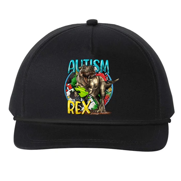 Autism Rex Cool Autism Awareness T Rex Design Snapback Five-Panel Rope Hat