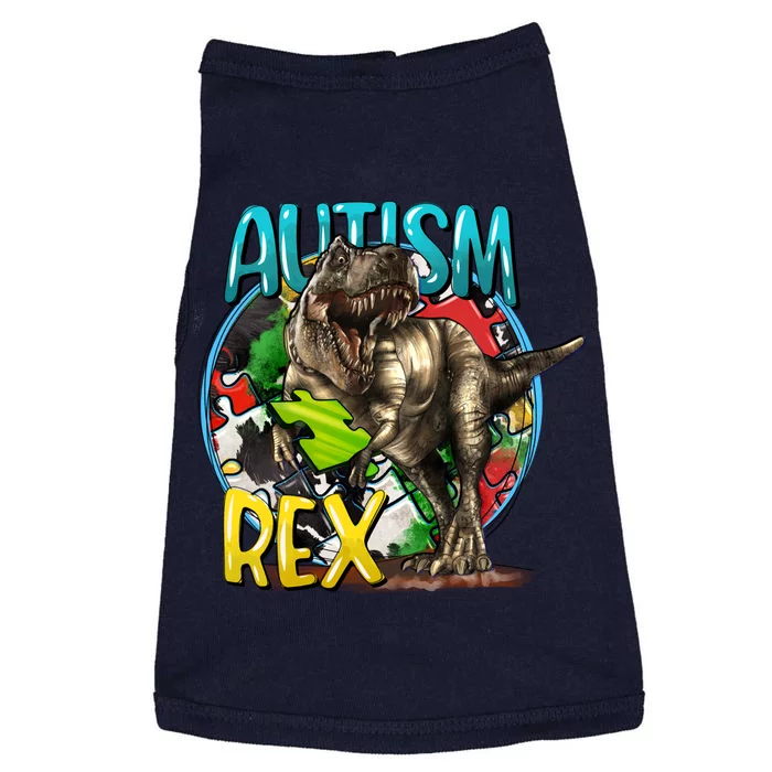 Autism Rex Cool Autism Awareness T Rex Design Doggie Tank