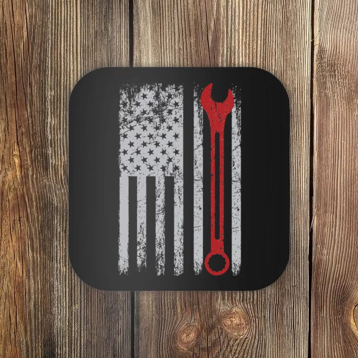 Auto Repairman Car Mechanic Wrench Workshop Tools USA Flag Coaster