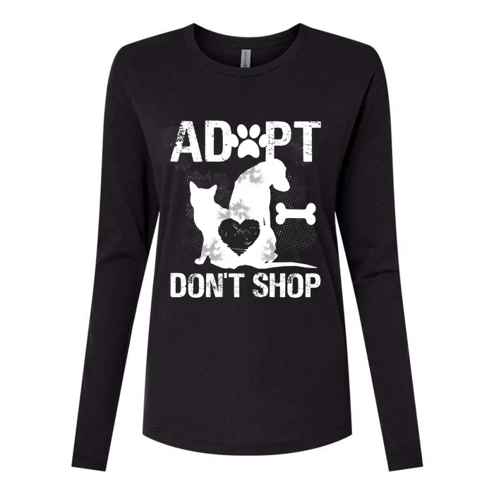 Animal Rescue Cat Dogs Adopt Don't Shop Funny Gift Womens Cotton Relaxed Long Sleeve T-Shirt