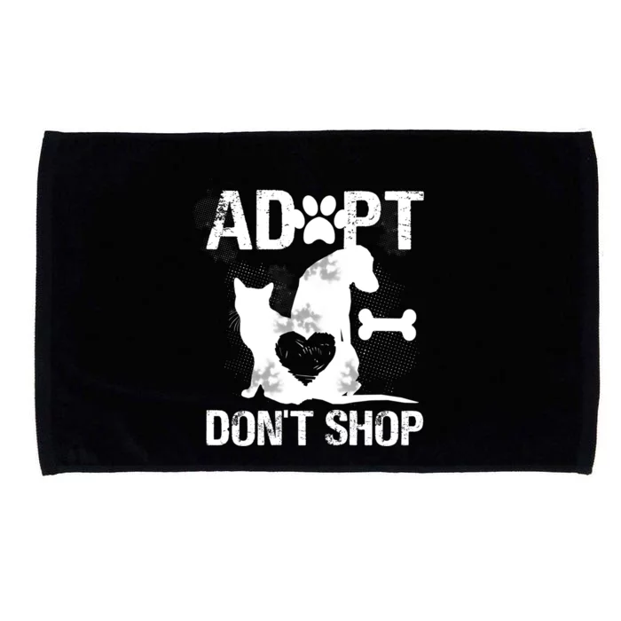 Animal Rescue Cat Dogs Adopt Don't Shop Funny Gift Microfiber Hand Towel