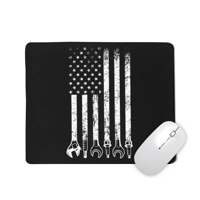 Auto Repairman Car Mechanic Wrench Workshop Tools USA Flag Mousepad