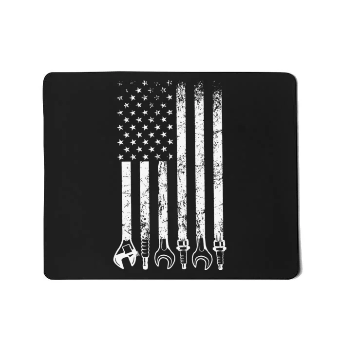 Auto Repairman Car Mechanic Wrench Workshop Tools USA Flag Mousepad