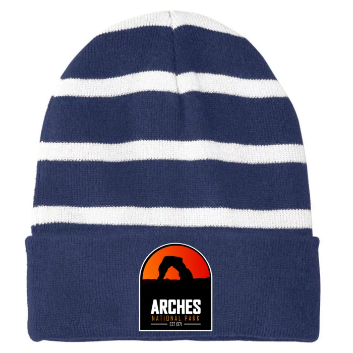 Arches National Park Striped Beanie with Solid Band