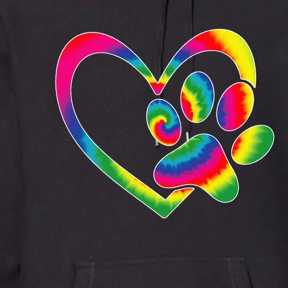 Animal Rescue Dog Cat Paw Heart Print Tie Dye Dog Dad Mom Premium Hoodie