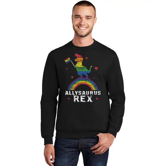 Allysaurus Rex Dinosaur In Rainbow Flag Ally LGBT Pride Sweatshirt