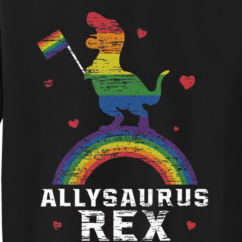 Allysaurus Rex Dinosaur In Rainbow Flag Ally LGBT Pride Sweatshirt