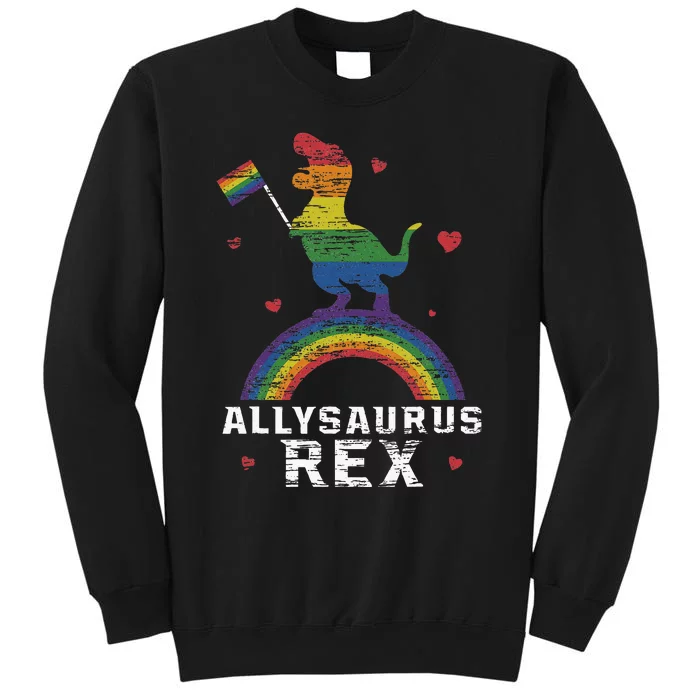 Allysaurus Rex Dinosaur In Rainbow Flag Ally LGBT Pride Sweatshirt