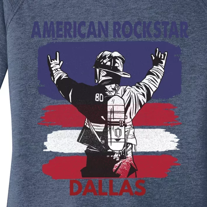 American Rockstar Dallas Texas Gift For Firefighter Cool Gift Women's Perfect Tri Tunic Long Sleeve Shirt