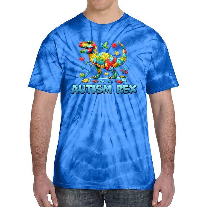 Autism Rex Dinosaur Gift Tie-Dye T-Shirt