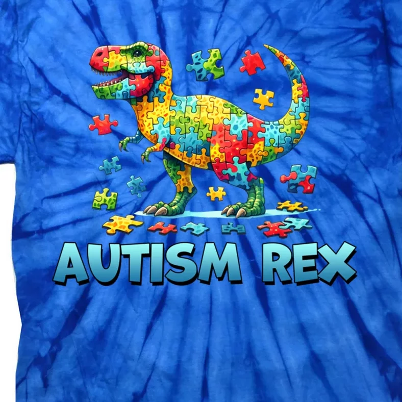 Autism Rex Dinosaur Gift Tie-Dye T-Shirt