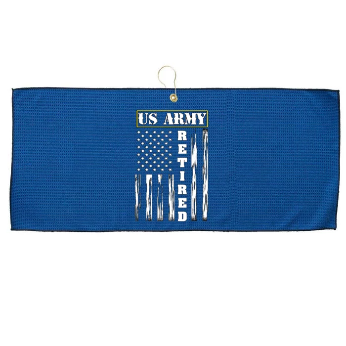 ARMY Retired - Distressed American Flag Large Microfiber Waffle Golf Towel