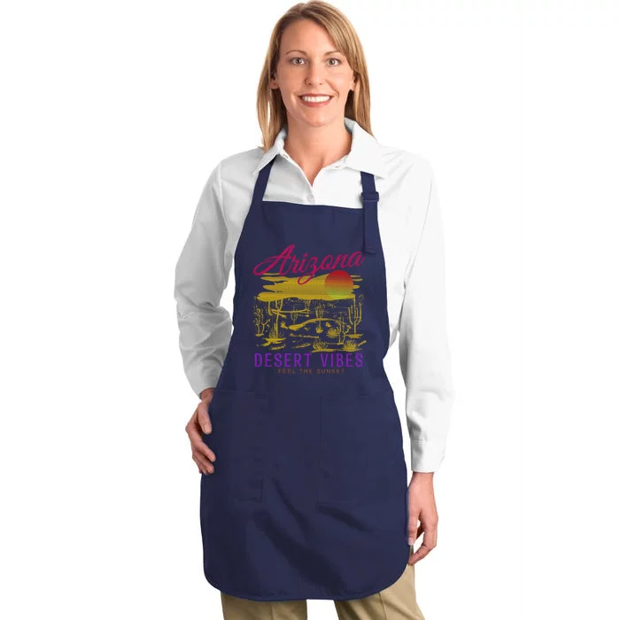 Arizona Retro Desert Vibes Full-Length Apron With Pocket