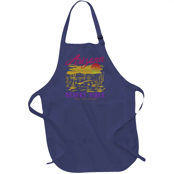 Arizona Retro Desert Vibes Full-Length Apron With Pocket