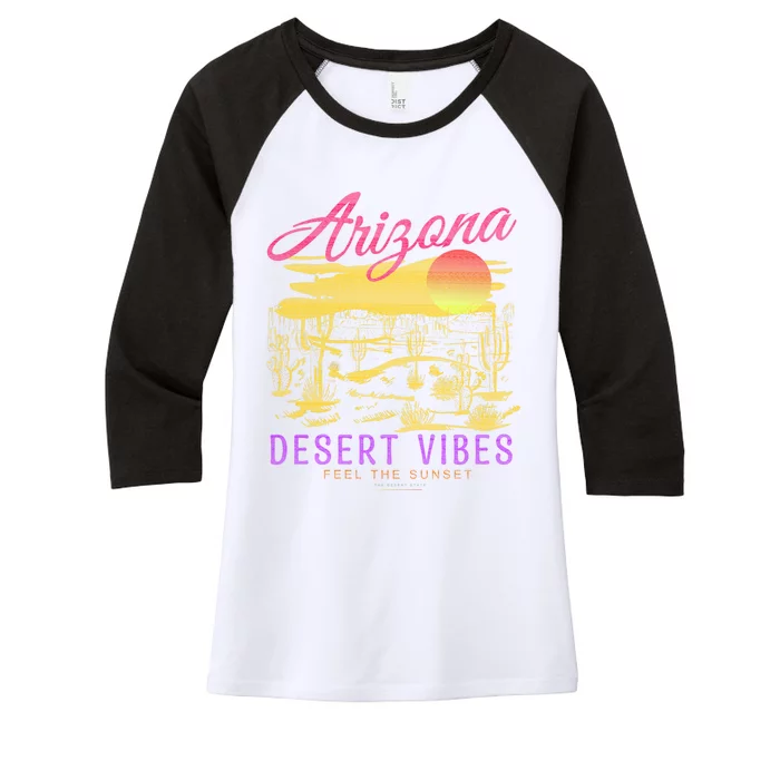 Arizona Retro Desert Vibes Women's Tri-Blend 3/4-Sleeve Raglan Shirt