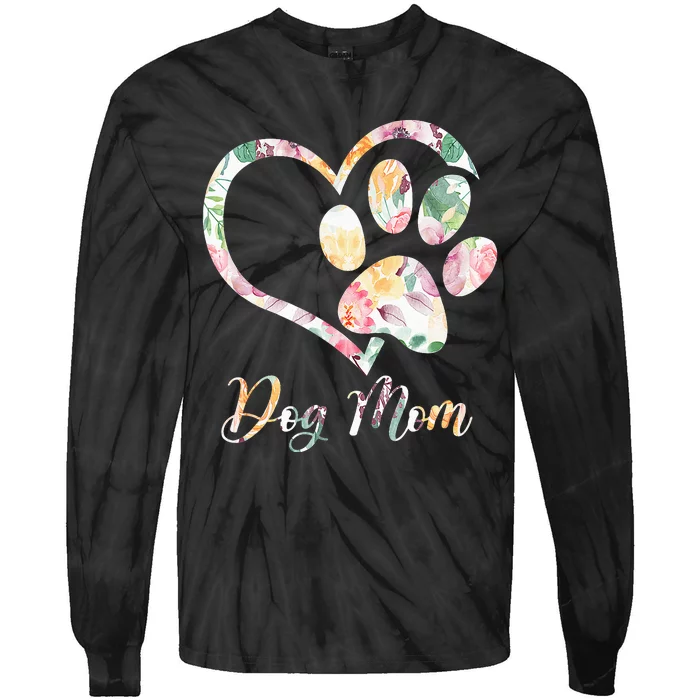 Animal Rescue Dog Paw Print Tie Dye Rainbow Dog Love Tie-Dye Long Sleeve Shirt