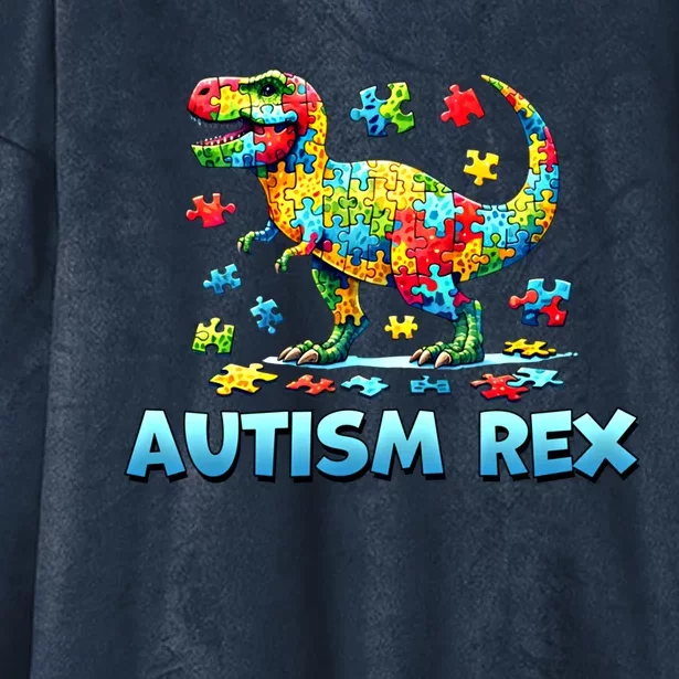 Autism Rex Dinosaur Gift Hooded Wearable Blanket